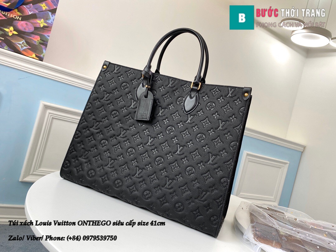 Túi xách Louis Vuitton ONTHEGO 2020 siêu cấp đe họa tiết nhỏ size 41cm – M44925 (1)