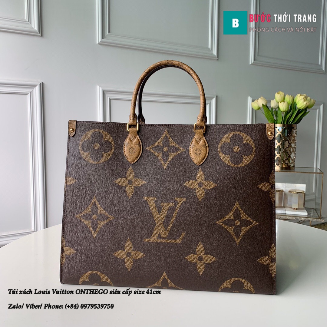 Túi xách Louis Vuitton ONTHEGO siêu cấp 2 mặt nâu đen size 41cm – M44576 (1)