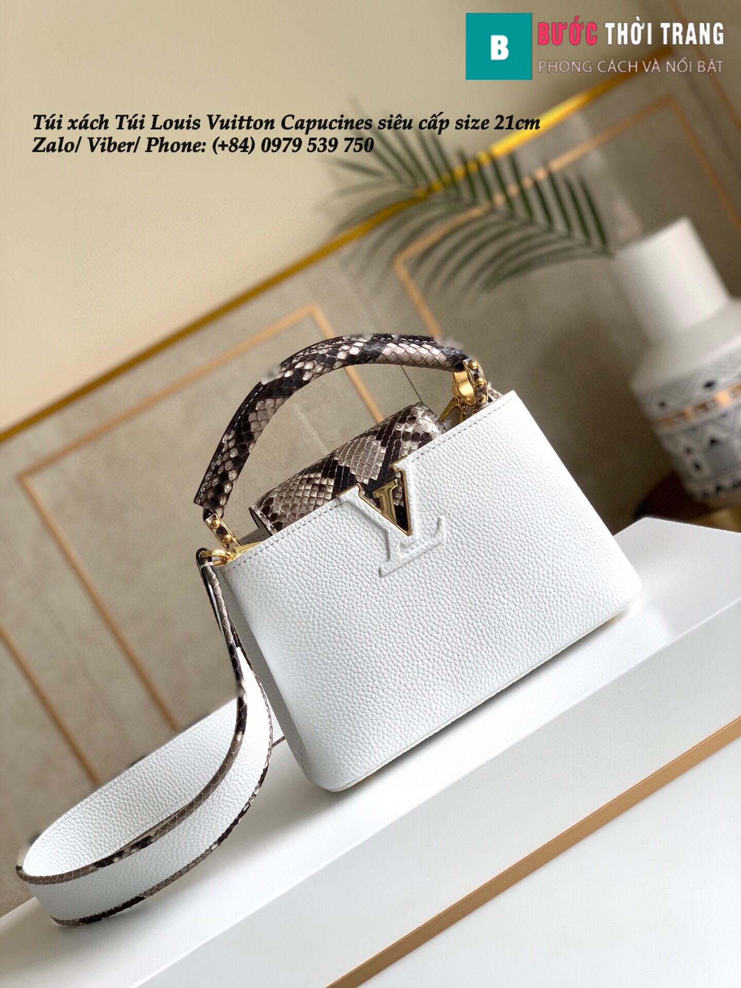 Túi Louis Vuitton Capucines siêu cấp quai da trăn size 21cm – M95509 (28)